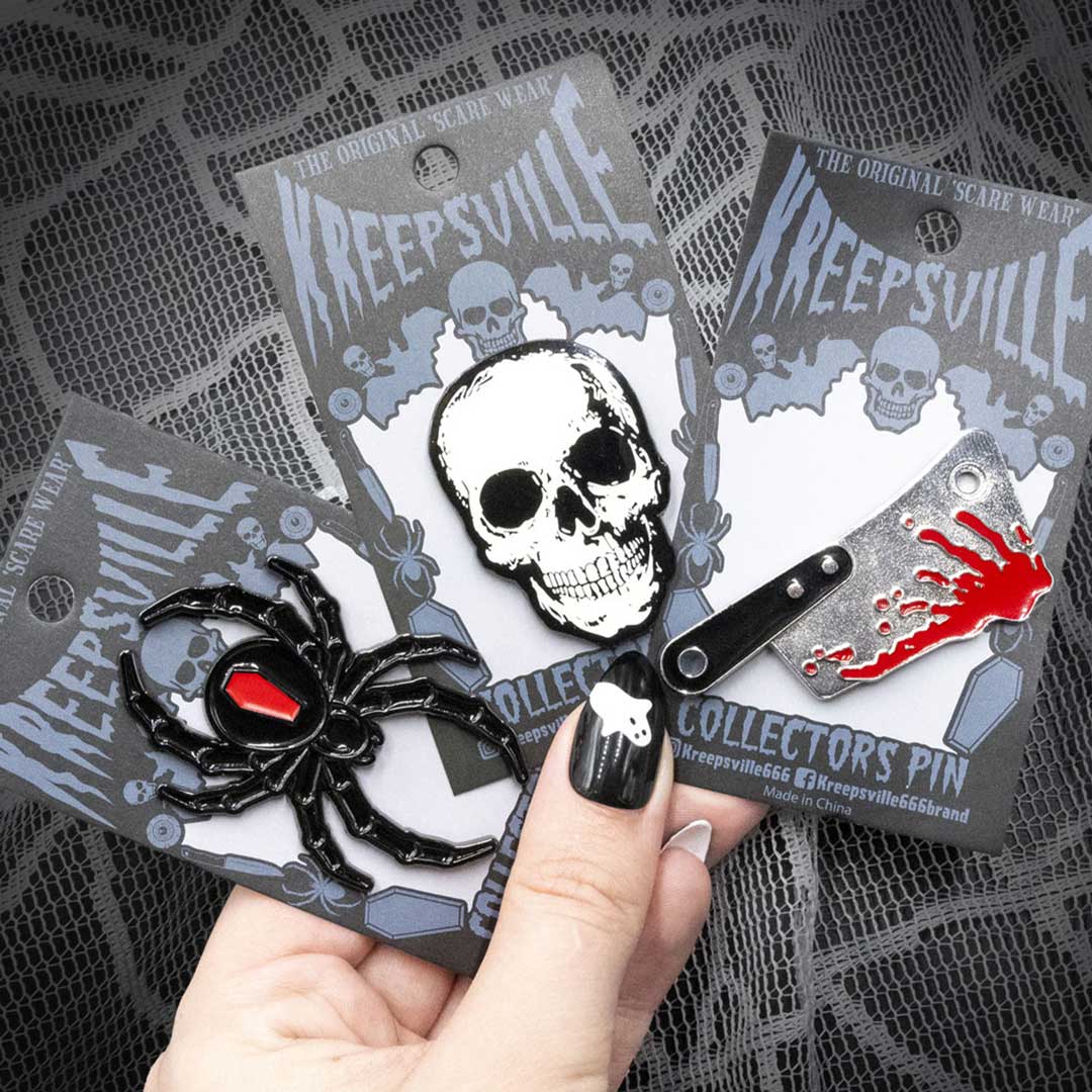 Anatomical Skull Glow Enamel Pin - Kreepsville