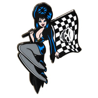 Thumbnail for Elvira Racing Flag Skull Enamel Pin - Kreepsville