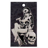 Thumbnail for Elvira Silver Comic Skull Enamel Pin - Kreepsville