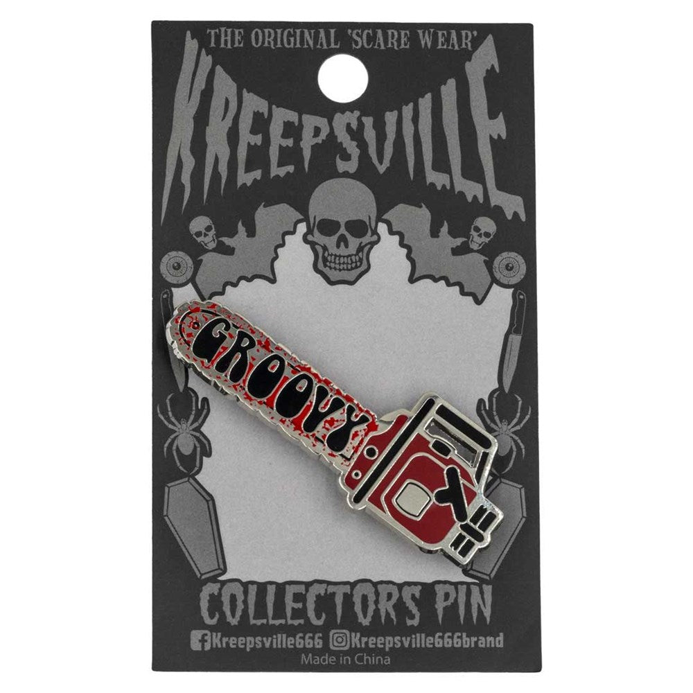 Groovy Chainsaw Enamel Pin - Kreepsville