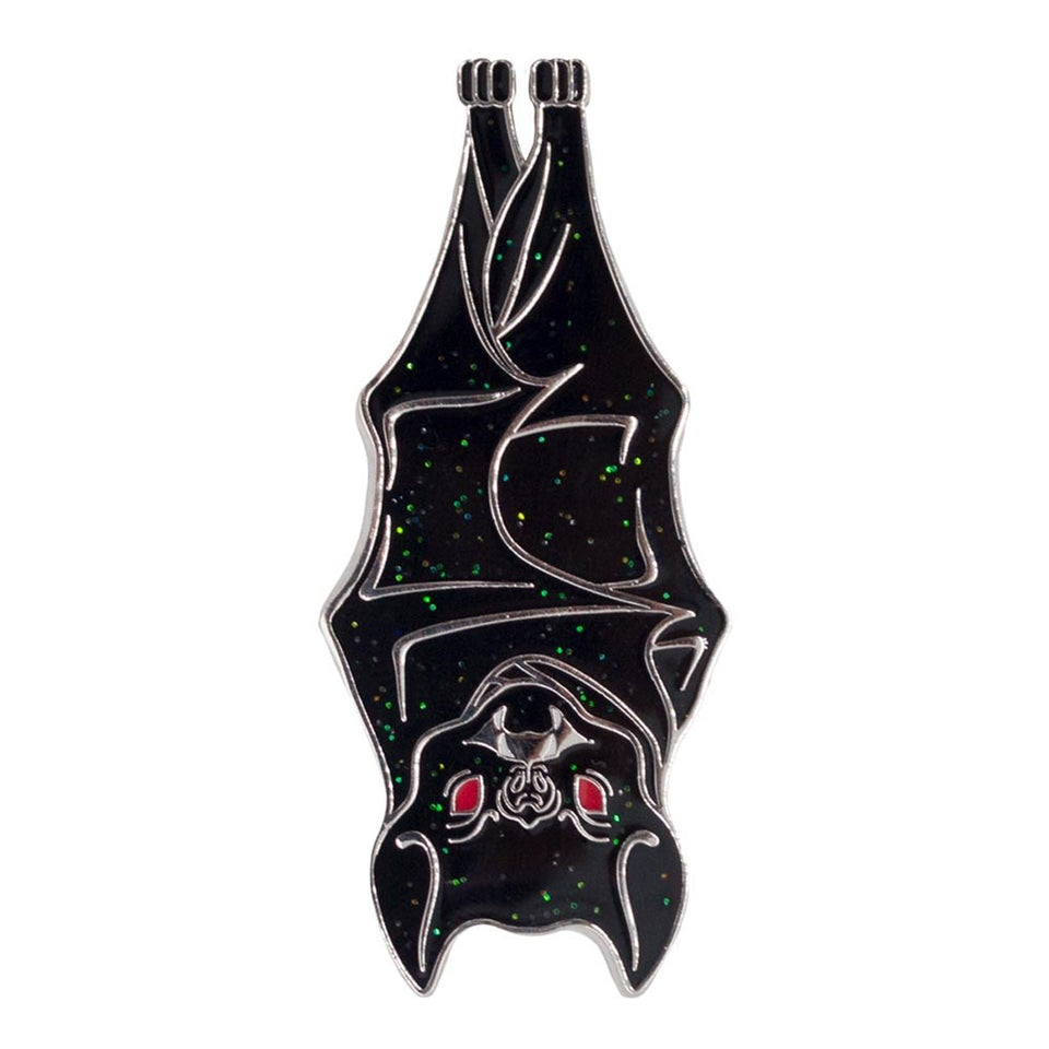 Hanging Bat Glitter Enamel Pin – Kreepsville