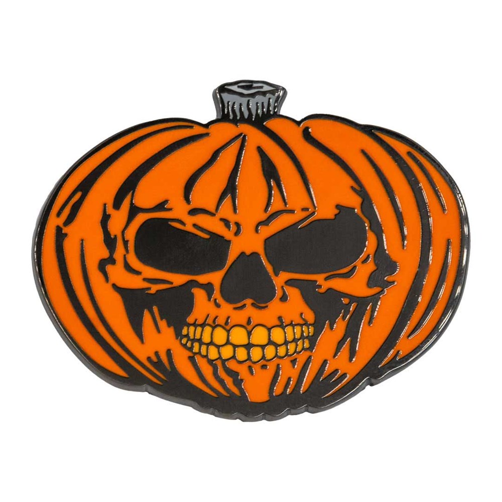 Pumpkin Skull Orange Enamel Pin - Kreepsville