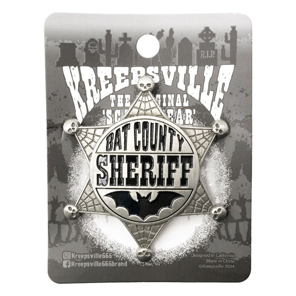 Bat County Sheriff Badge Enamel Pin - Kreepsville