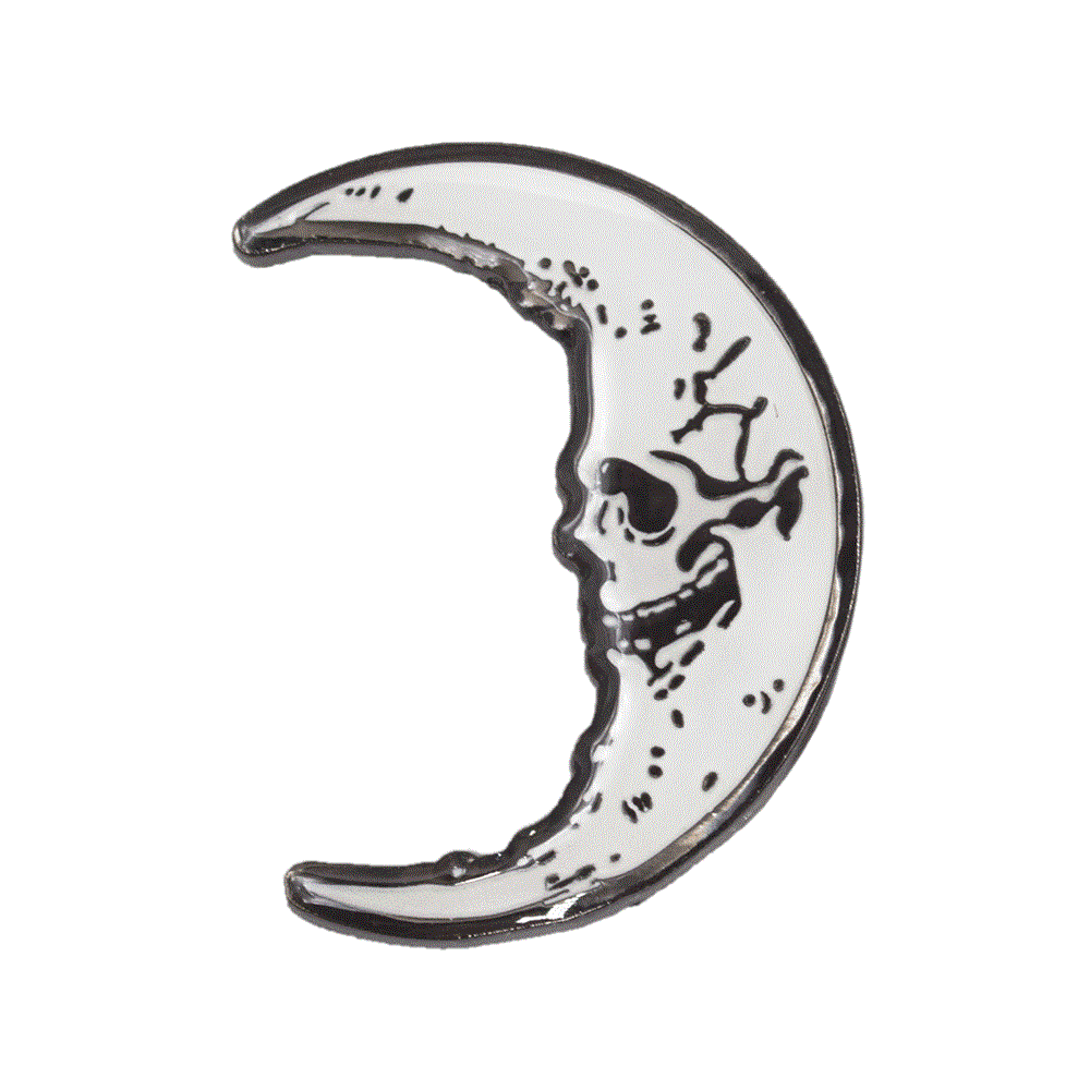 Skull Crescent Moon Glow Enamel Pin - Kreepsville