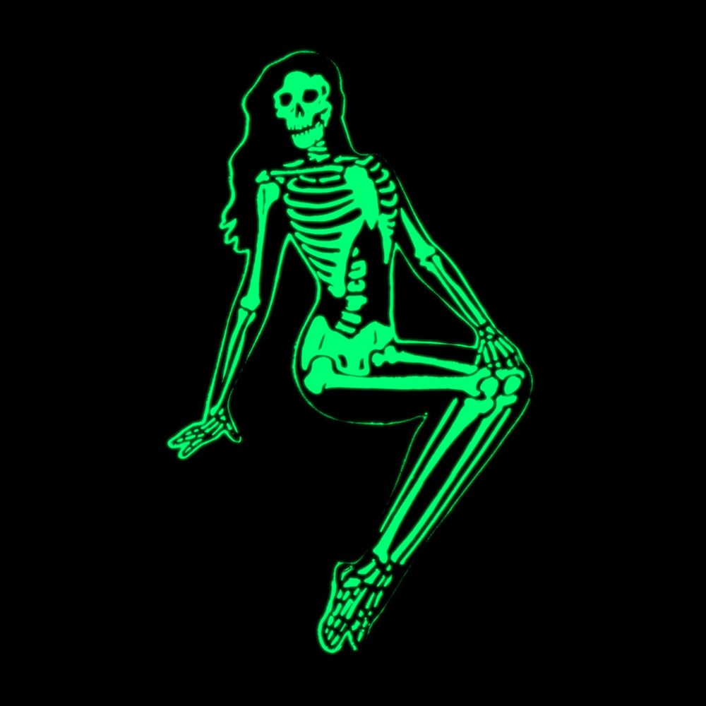 Skeleton Pin-up Girl Sitting Enamel Pin - Kreepsville