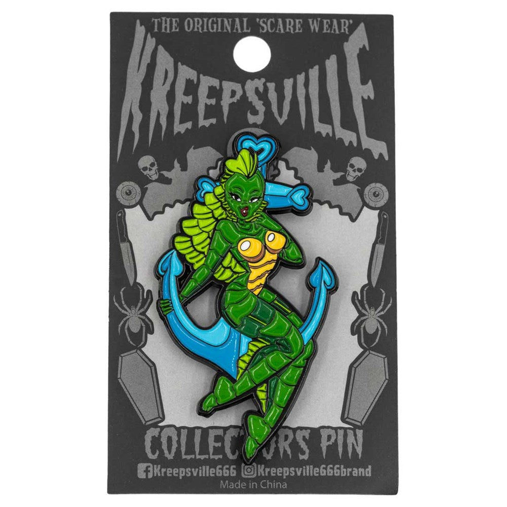 Creature Girl Anchor Glitter Enamel Pin - Kreepsville