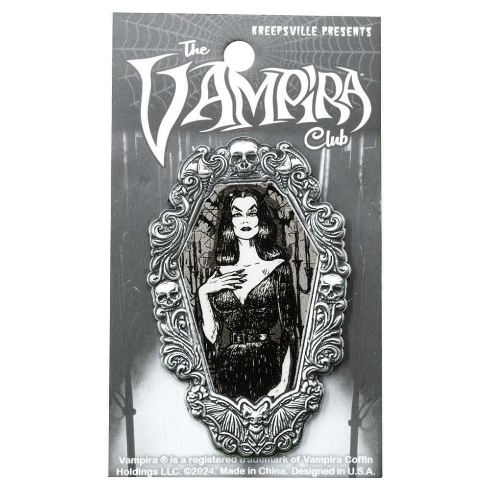 Vampira Gorey Gothic Frame Enamel Pin - Kreepsville