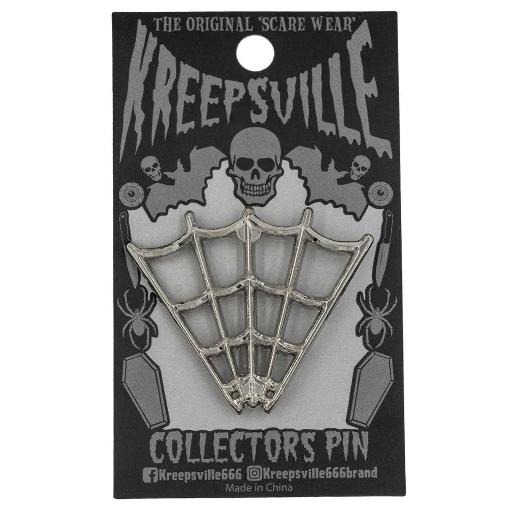 V Spider Web Tip Chrome Pin - Kreepsville