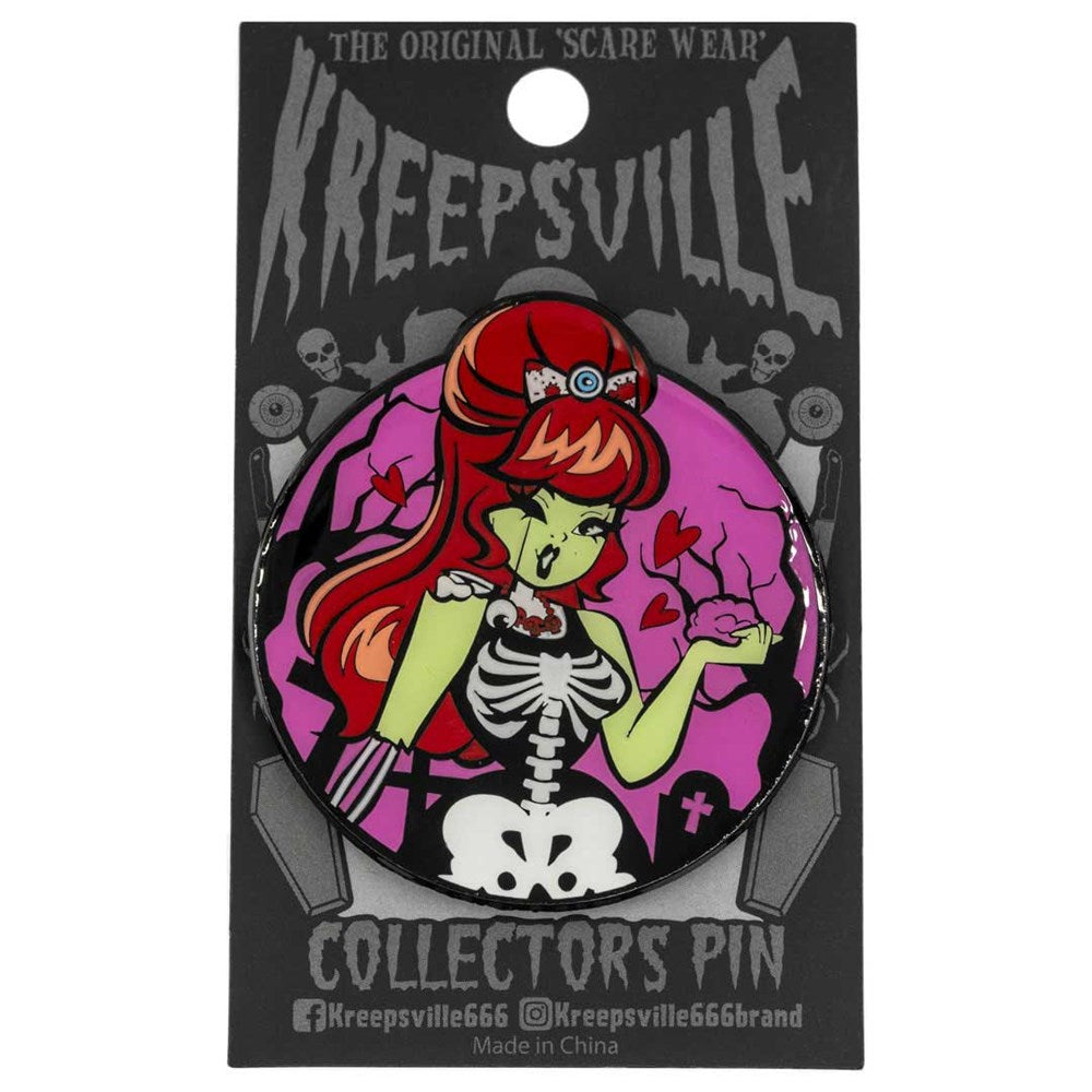 Zombie Girl Moon Glow Enamel Pin - Kreepsville