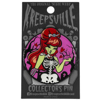 Thumbnail for Zombie Girl Moon Glow Enamel Pin - Kreepsville