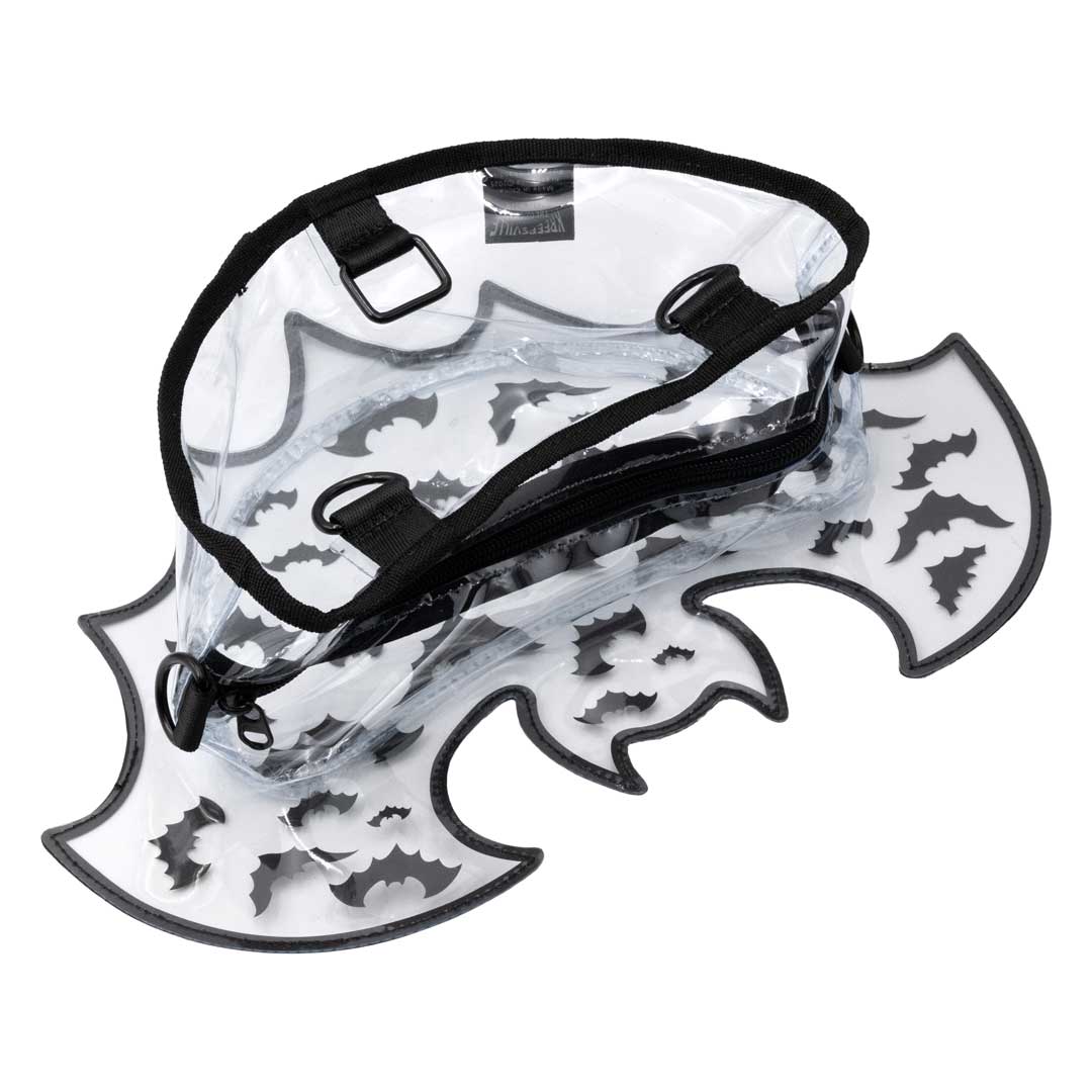 Bat Shaped Clear Vinyl Backpack Purse