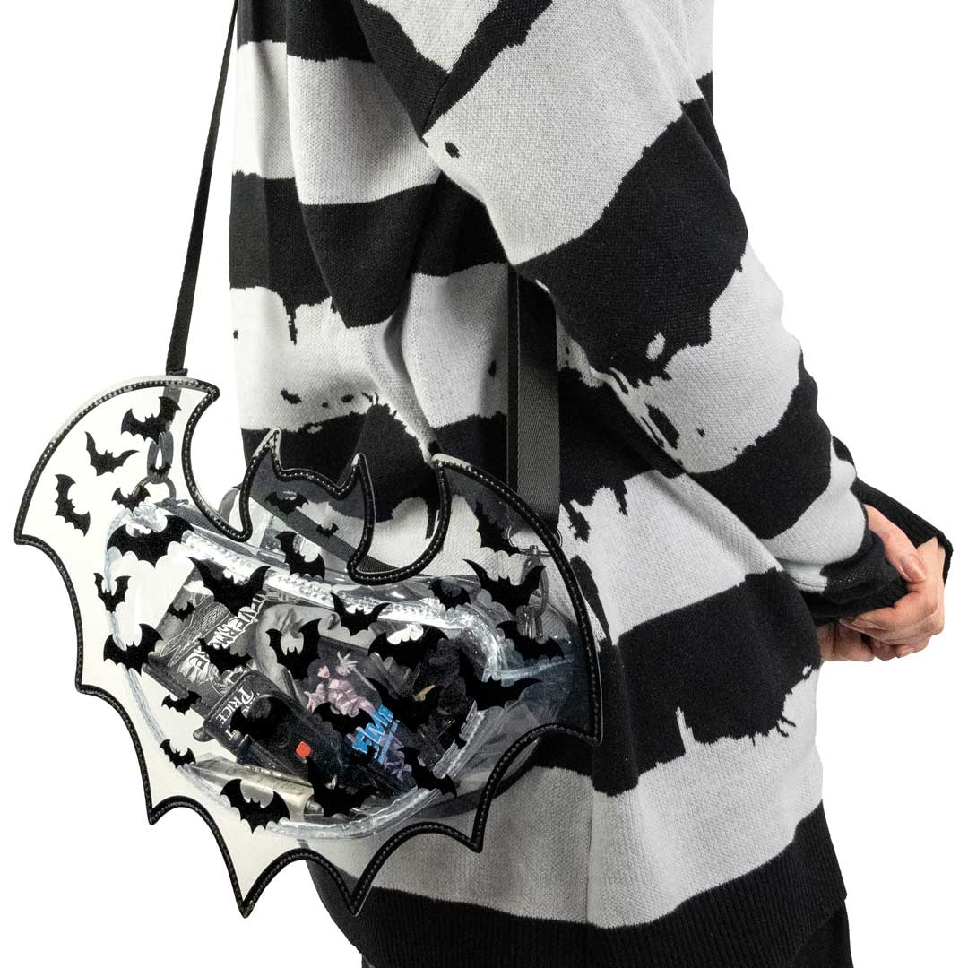 Bat Shaped Clear Vinyl Backpack Purse