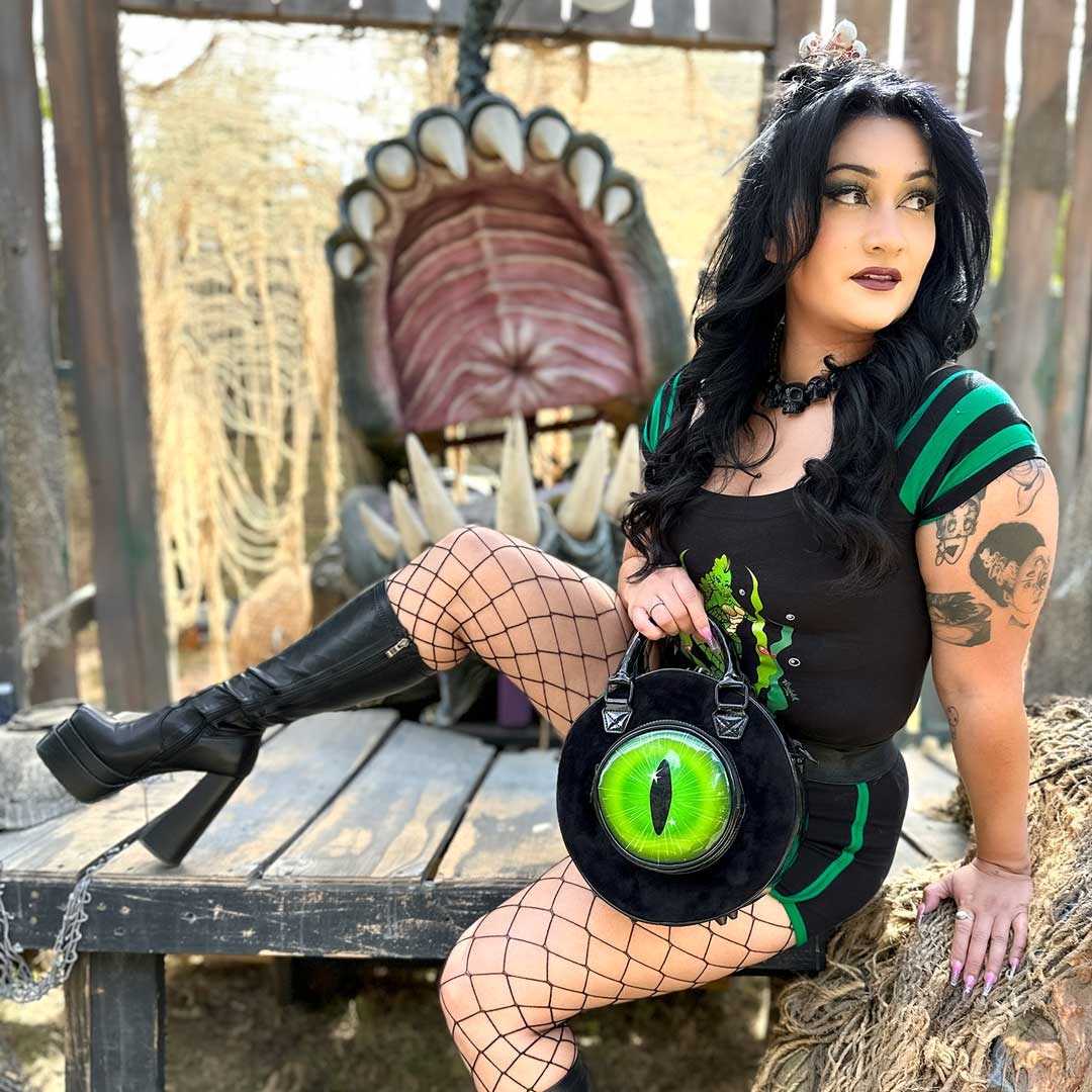 Eyeball Black Cat Backpack Purse