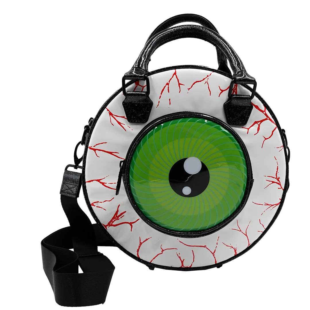 Eyeball Black Glitter Backpack Purse - Kreepsville