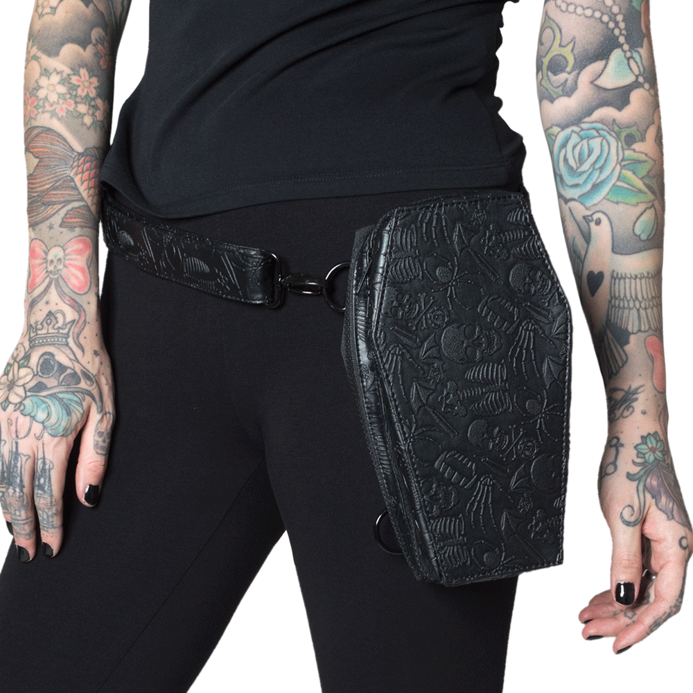 Coffin Embossed Skull Hip Pouch - Kreepsville