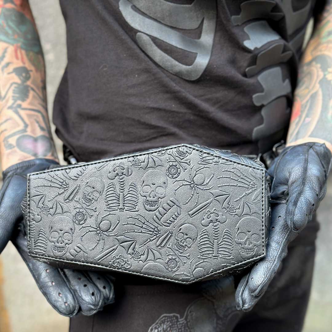 Coffin Embossed Skull Hip Pouch - Kreepsville