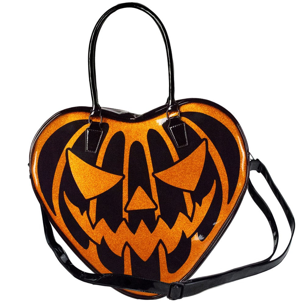 Pumpkin Glitter Heart Bag - Kreepsville