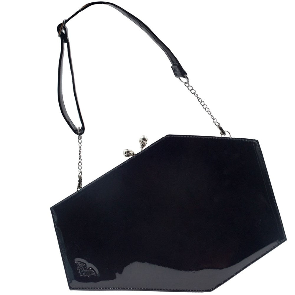 Skull Kiss Lock Deluxe Patent Coffin Handbag – Kreepsville