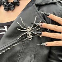 Thumbnail for Dia Spider Skull Brooch Clear - Kreepsville
