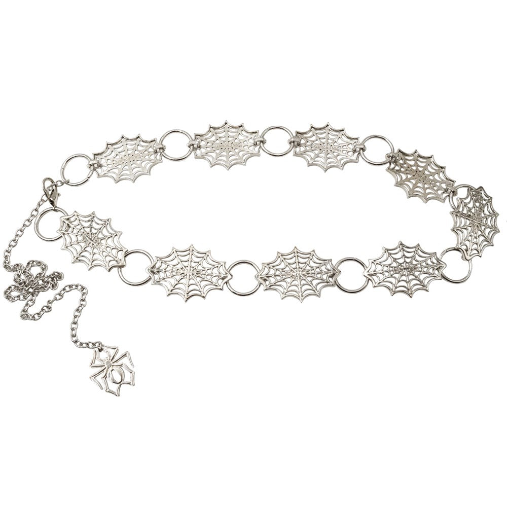 Spiderweb Silver Chain Belt