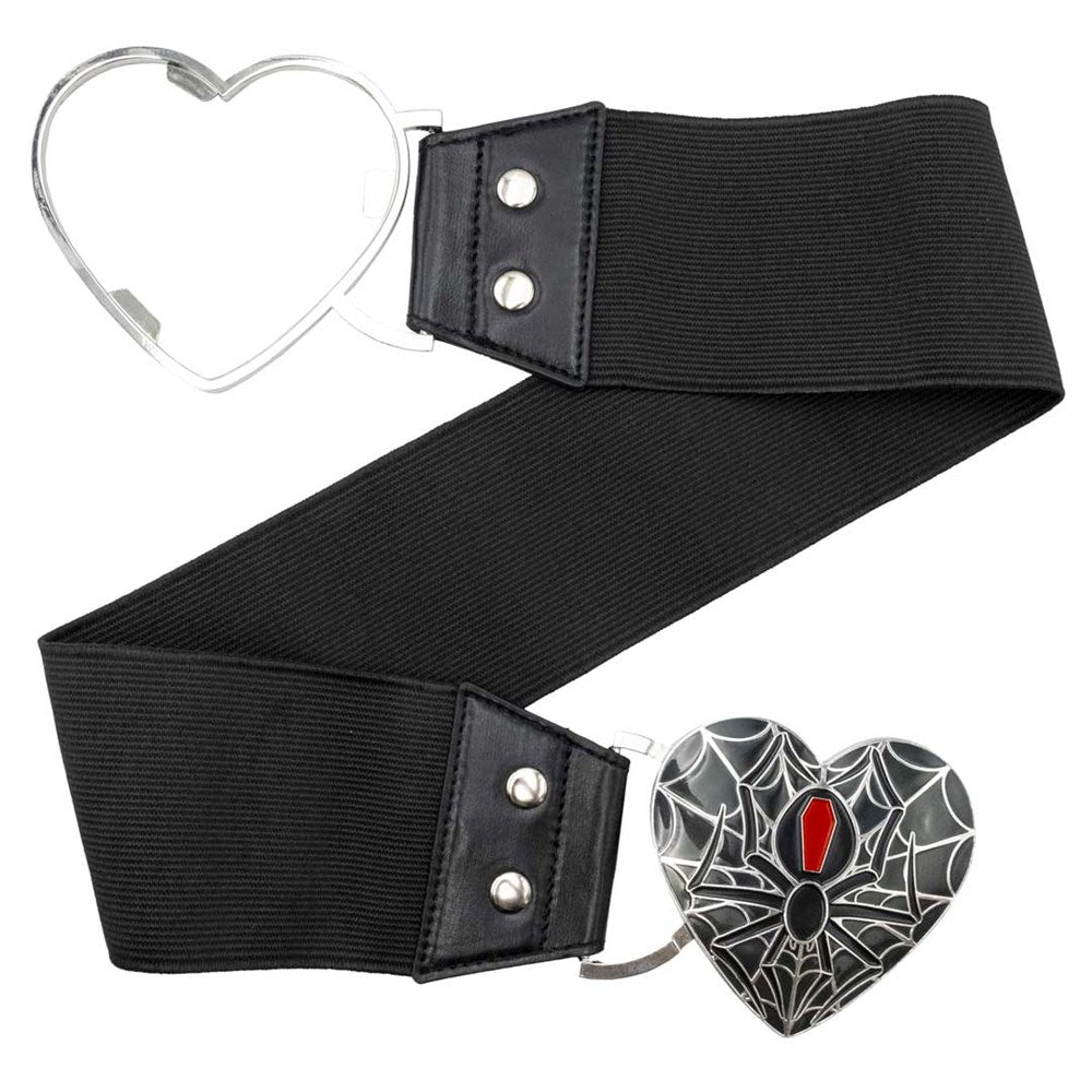 Elastic Waist Belt Black Widow Heart - Kreepsville