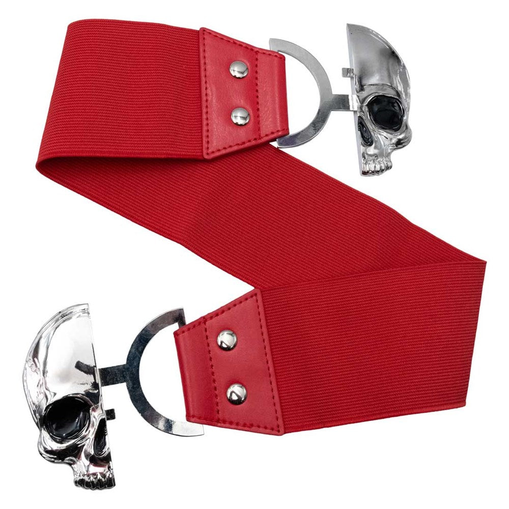 Elastic Waist Belt Skull Red