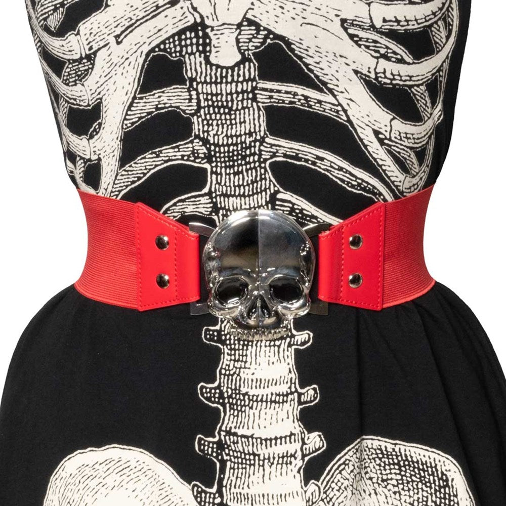 Elastic Waist Belt Skull Red
