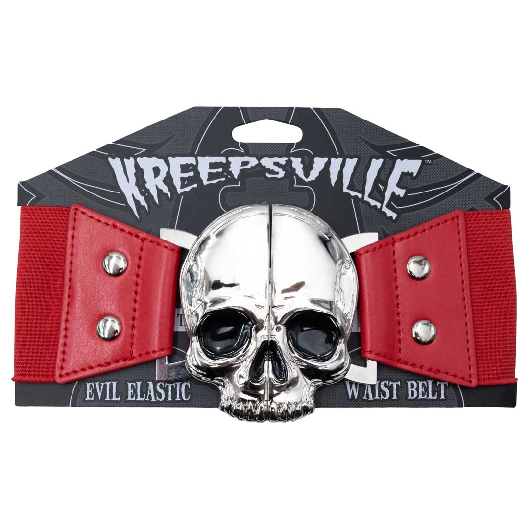 Elastic Waist Belt Skull Red