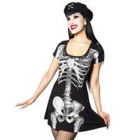 Thumbnail for Skeleton White Flare Dress - Kreepsville