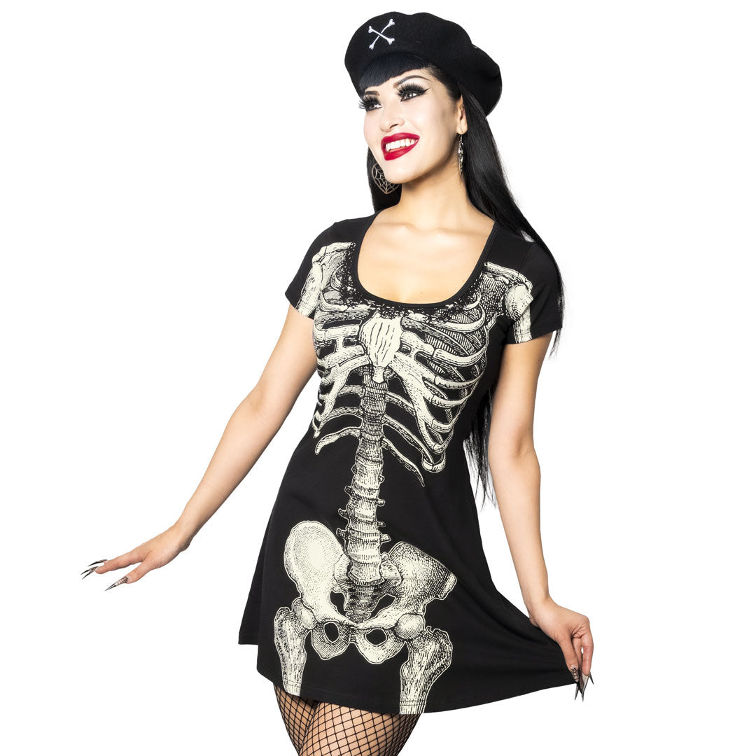 Skeleton White Flare Dress - Kreepsville