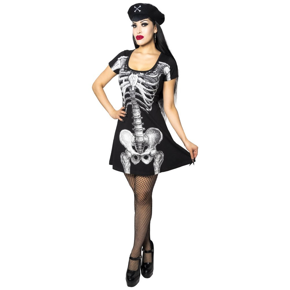 Skeleton White Flare Dress - Kreepsville