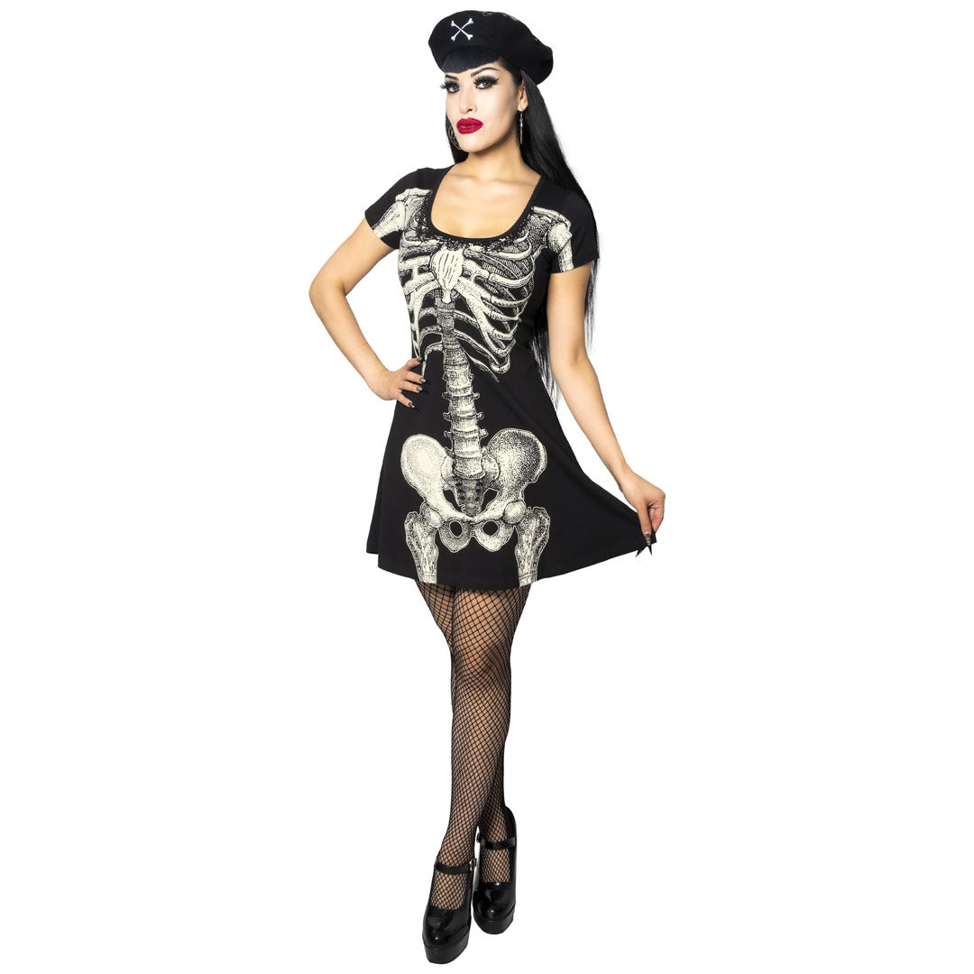 kreepsville 666 skeleton flare dress
