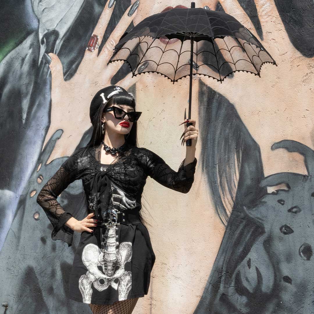 kreepsville 666 skeleton flare dress