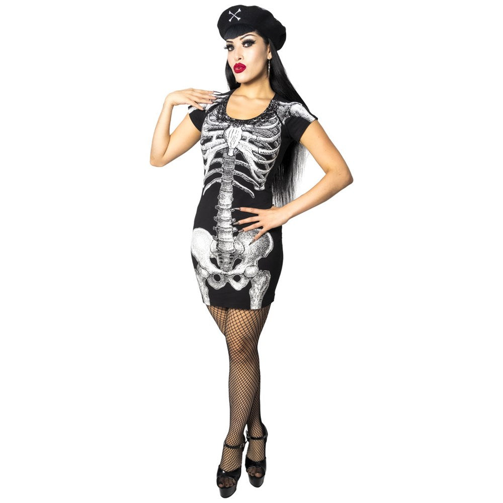 kreepsville 666 white skeleton tunic dress