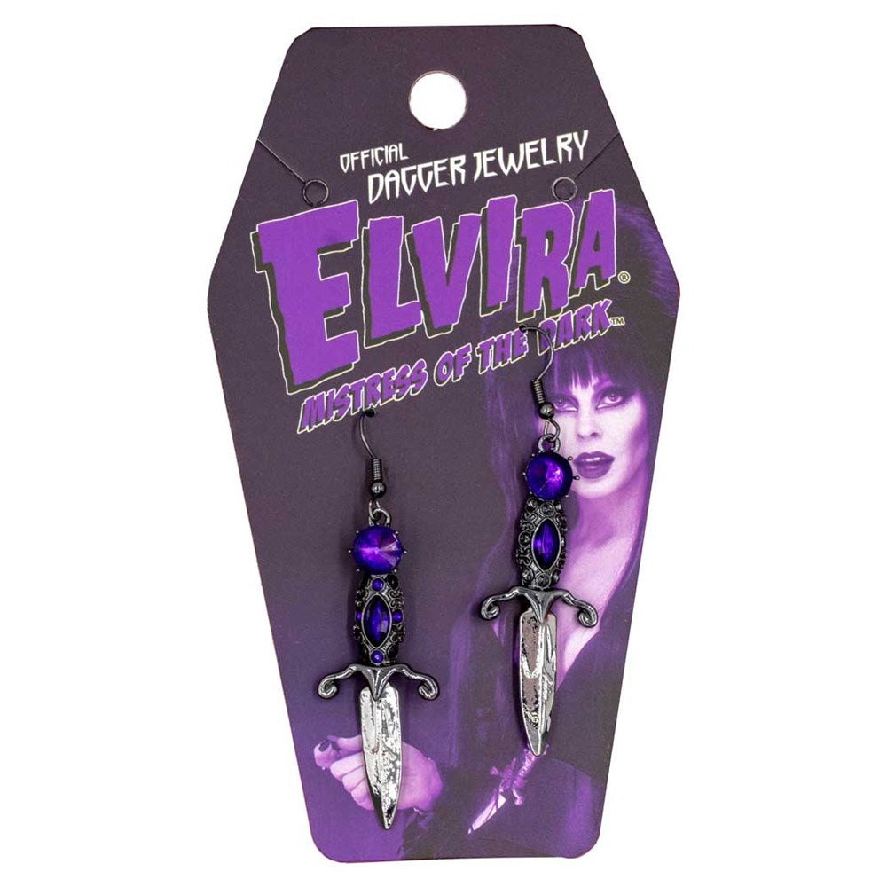 Elvira Dagger Earrings Purple - Kreepsville