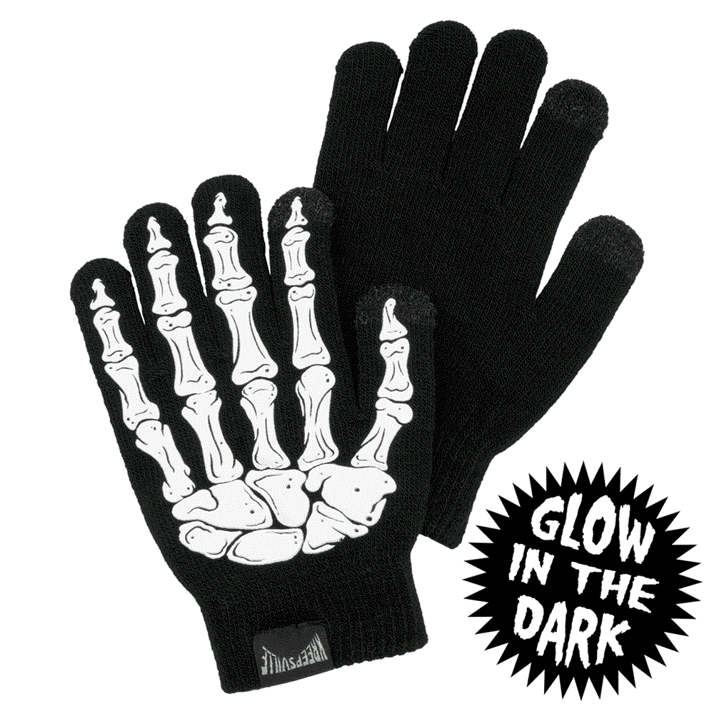 Skeleton Hand Full Glow Knit Gloves S-M