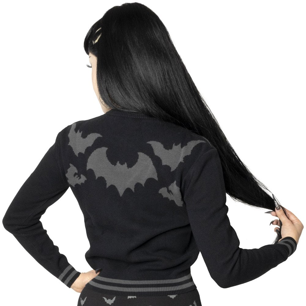 Bat Flock Grey Cardigan - Kreepsville