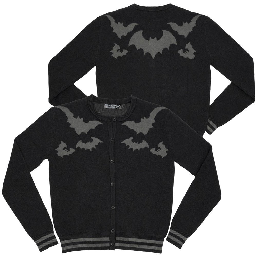 Bat Flock Grey Cardigan - Kreepsville