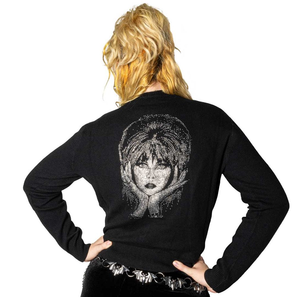 Elvira Rhinestone Portrait Cardigan