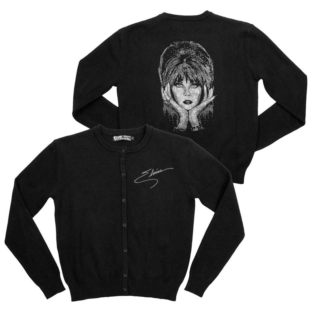 Elvira Rhinestone Portrait Cardigan