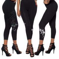 Thumbnail for Black Cat N Mouse Capri Leggings - Kreepsville