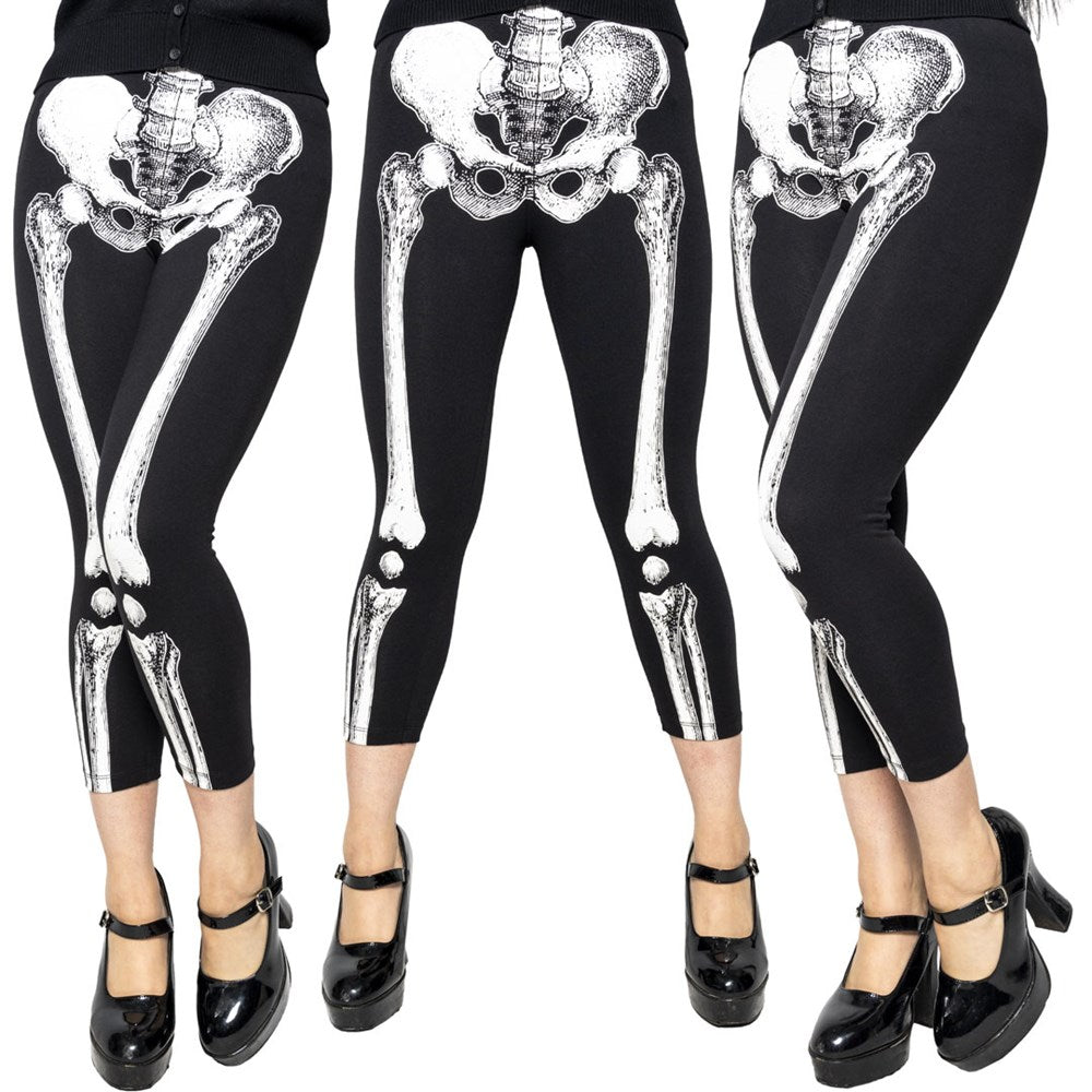 Skele-Bone White Capri Leggings - Kreepsville