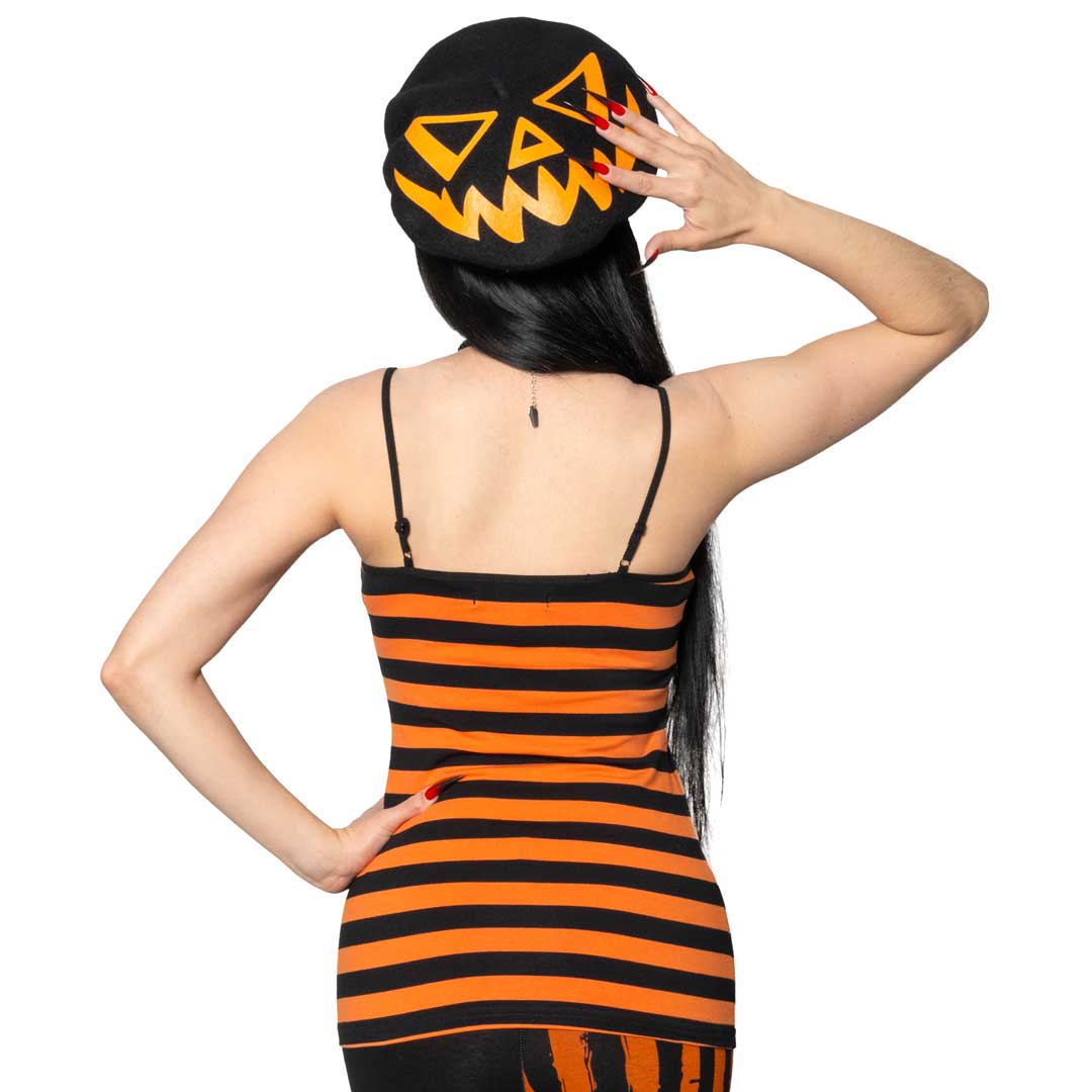 Pumpkin Striped Lace Cami Top - Kreepsville