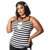 Thumbnail for Skull Striped Lace Cami Top - Kreepsville