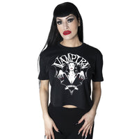 Thumbnail for Vampira Bat Wing Crest Crop Tee - Kreepsville