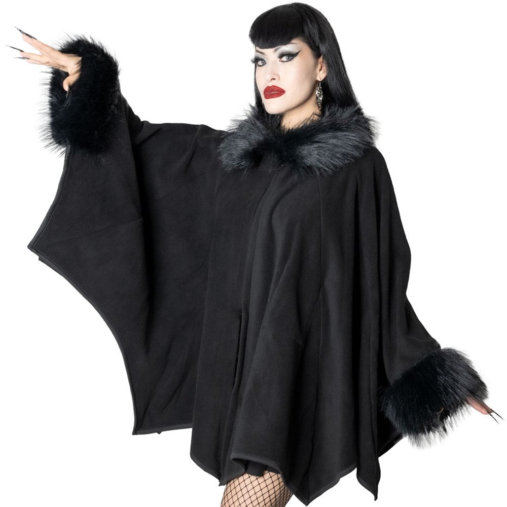 Glamour Ghoul Web Cape Black Fur - Kreepsville