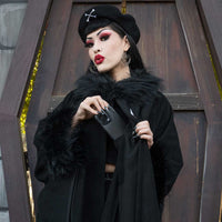 Thumbnail for Glamour Ghoul Web Cape Black Fur - Kreepsville