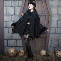 Thumbnail for Glamour Ghoul Web Cape Black Fur - Kreepsville