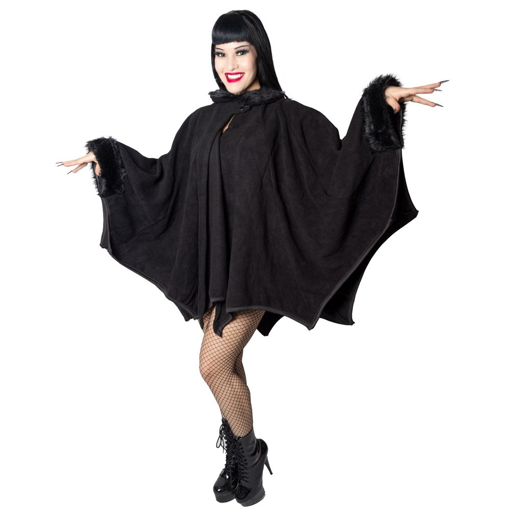 Glamour Ghoul Web Cape Black Fur - Kreepsville