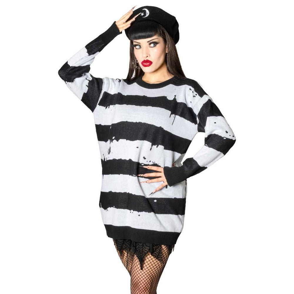 Striped Black N White Oversized Sweater
